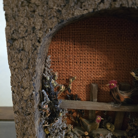 Vintage 1970's Cork Framed Miniature Pheasant Farm Scene Diorama - Picture 4 of 10